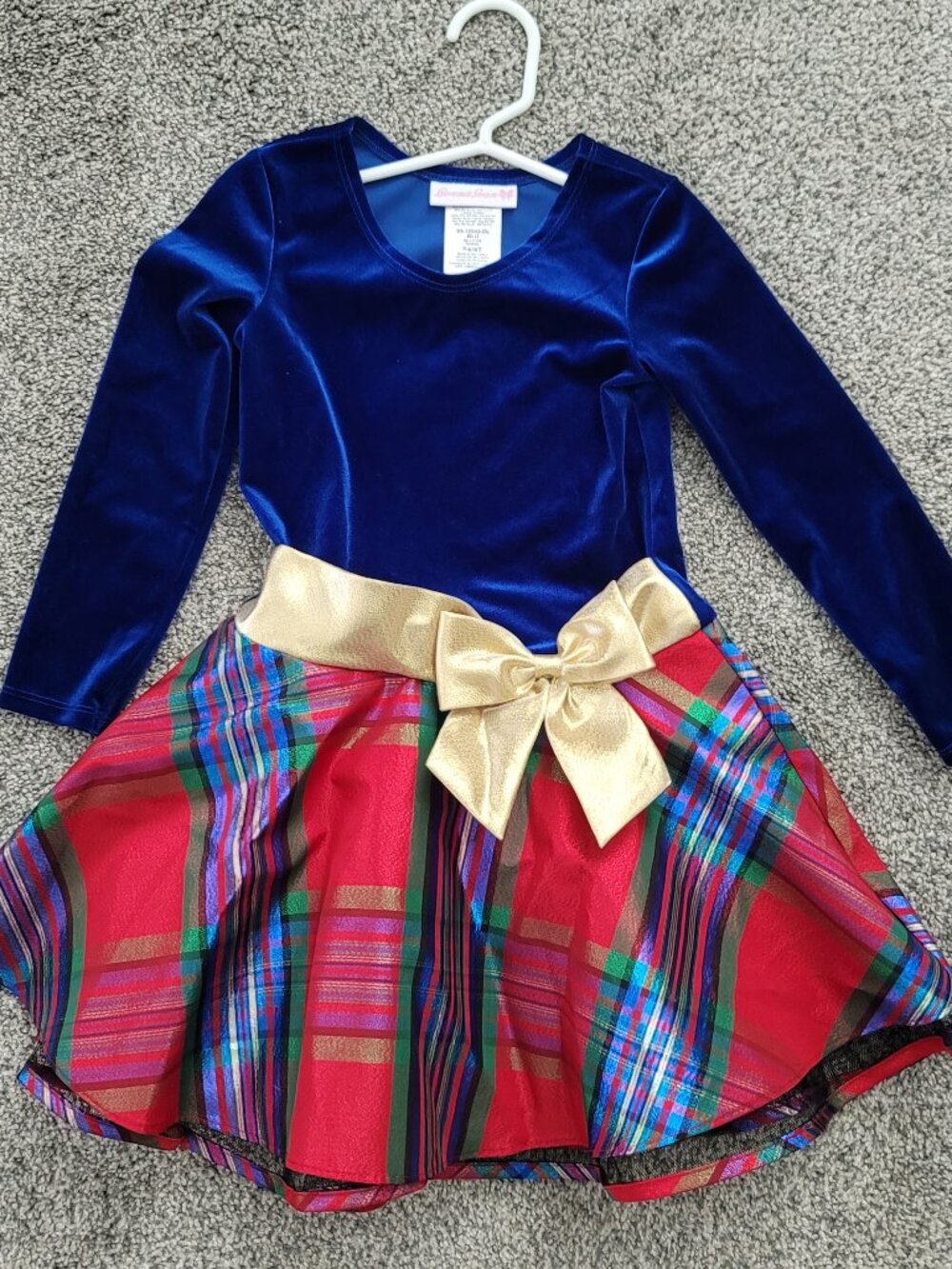 Bonnie Jean Little girls Santa Holiday Christmas Blue Velvet Dress Size 4